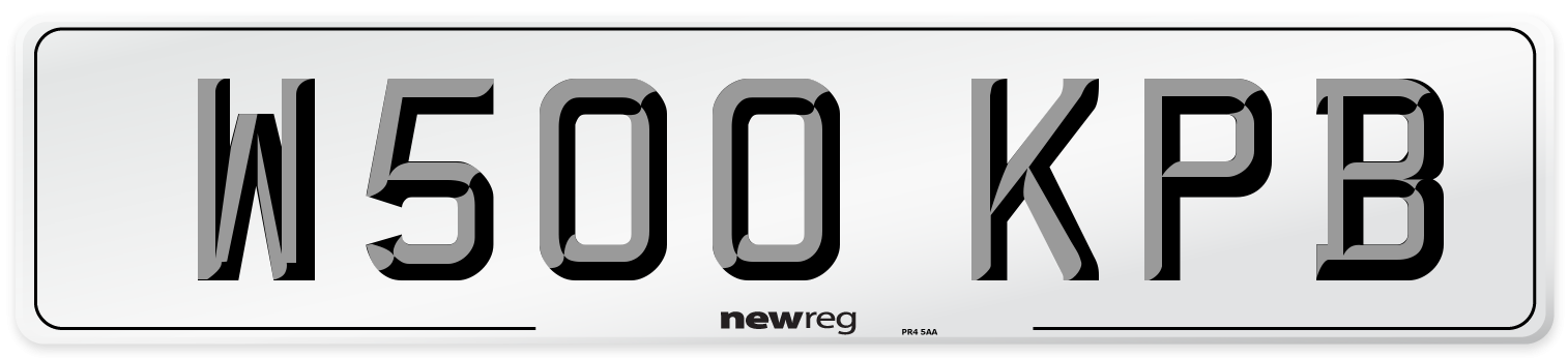 W500 KPB Number Plate from New Reg